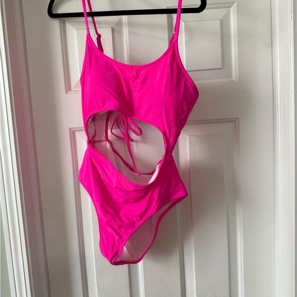 Vibrant Pink Cutout Swimsuit